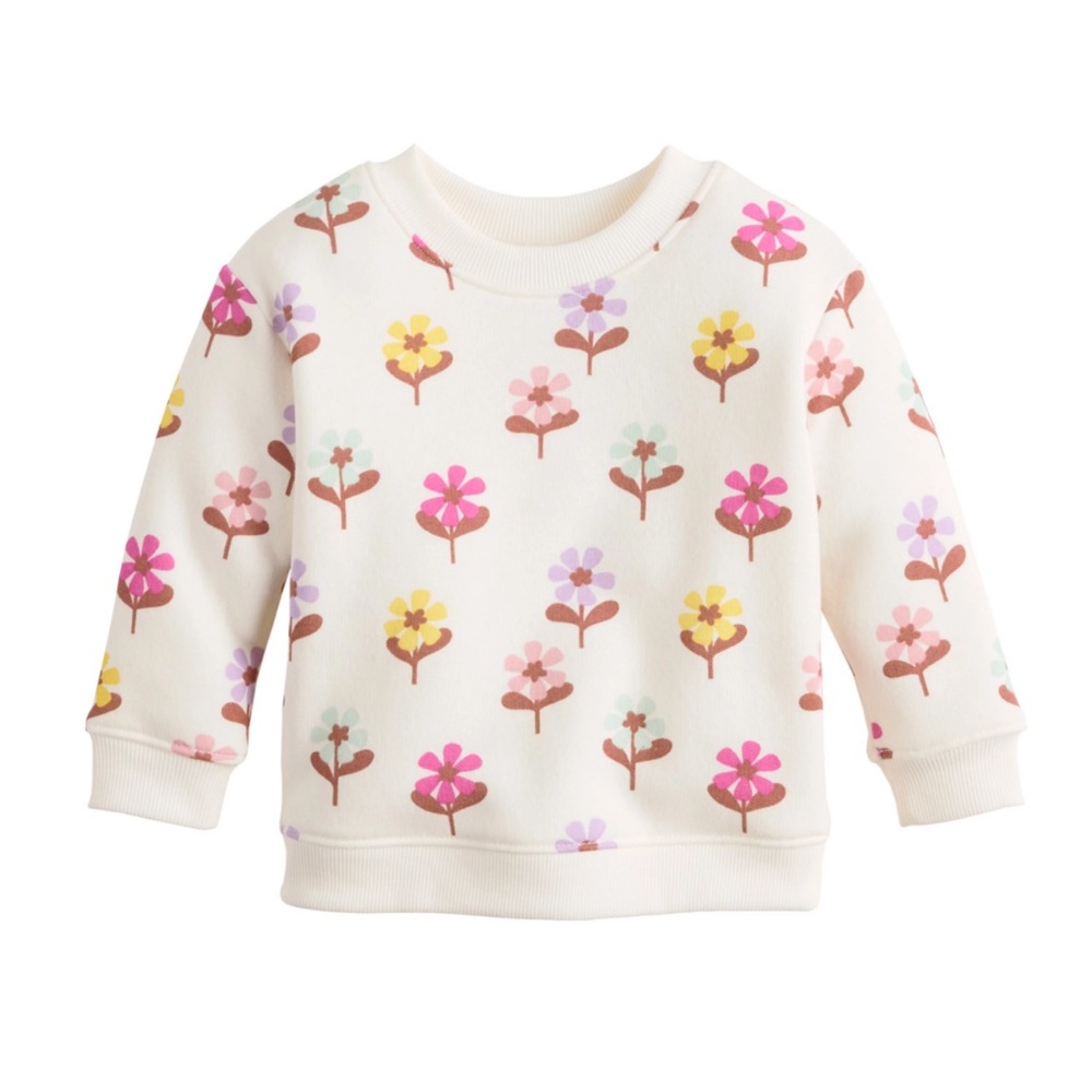 Floral baby girls crew fleece Sweatshirt - Cream size 3 months
